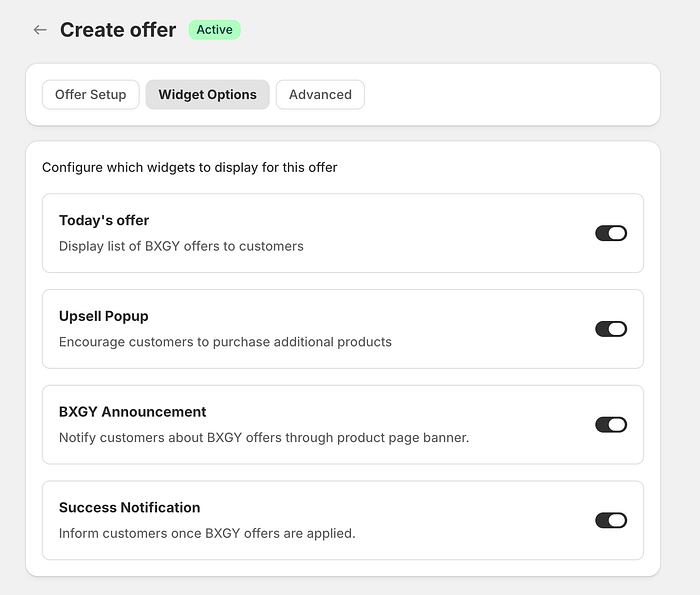 Widget options