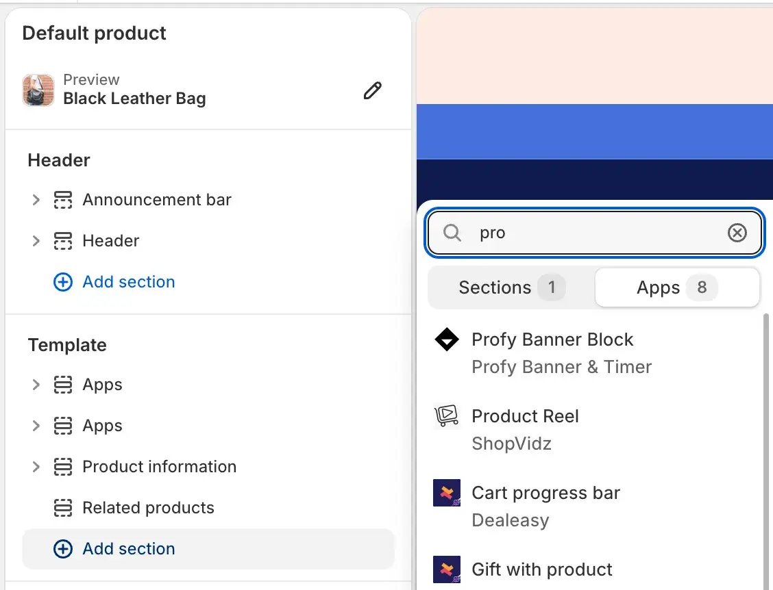 Adding the Profy Banner Block app block