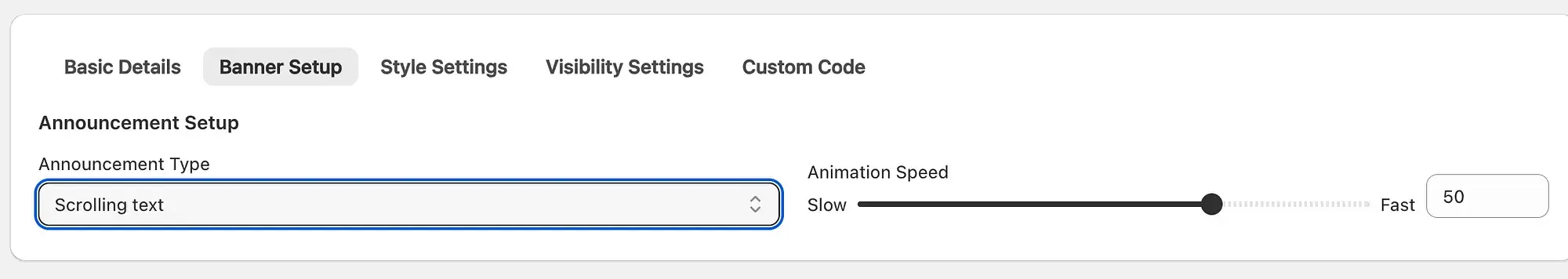 Announcement setup tab