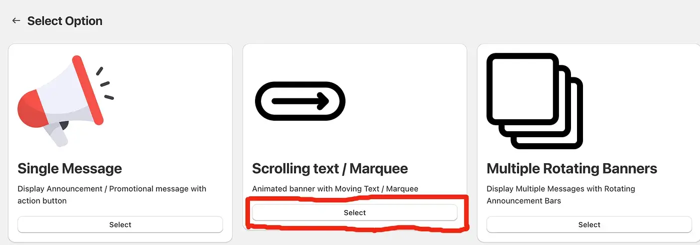 Scrolling text or marquee option